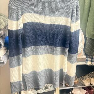 Striped Gray and Blue Women's Sweater Dress